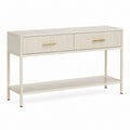 Consolle da ingresso con 2 cassetti bianca in MDF e acciaio 120 x 35 x 80 cm