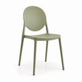 Sedia da pranzo verde oliva in polipropilene con schienale rotondo 48 x 53 x 82 cm