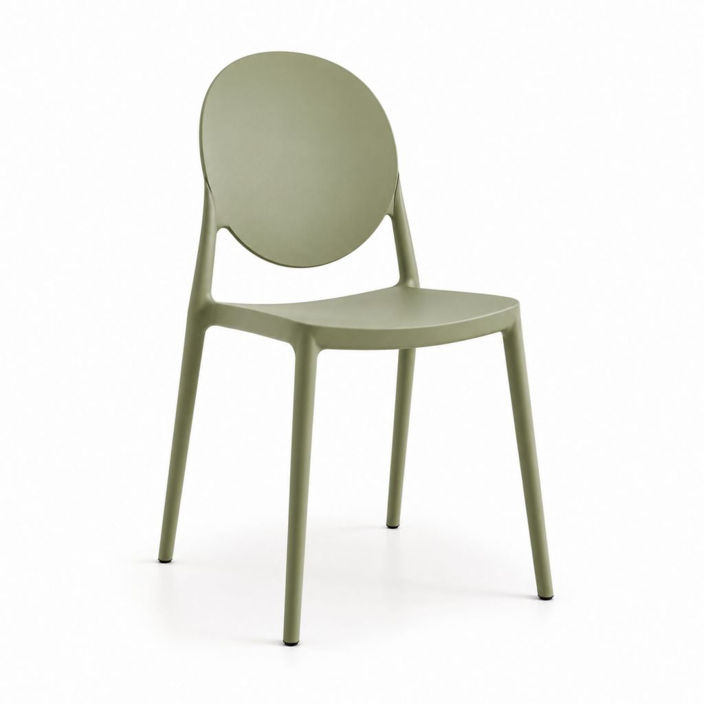 Sedia da pranzo verde oliva in polipropilene con schienale rotondo 48 x 53 x 82 cm