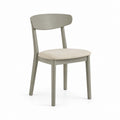 Sedia da pranzo grigio tortora in legno massello con seduta imbottita beige 45 x 52 x 78 cm