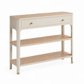 Consolle da ingresso con cassetto e 2 ripiani beige e rovere 100 x 35 x 85 cm
