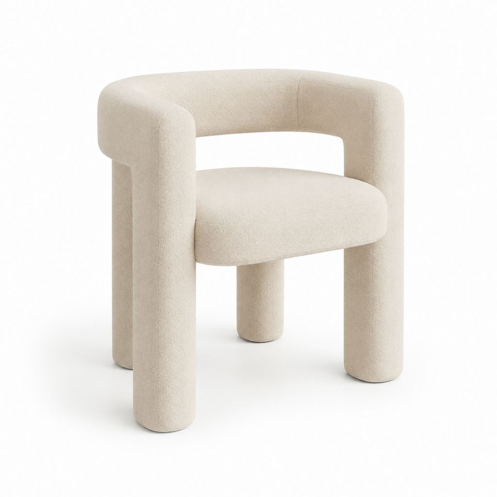 Sedia da pranzo con braccioli beige in poliestere bouclé 60 x 58 x 72 cm