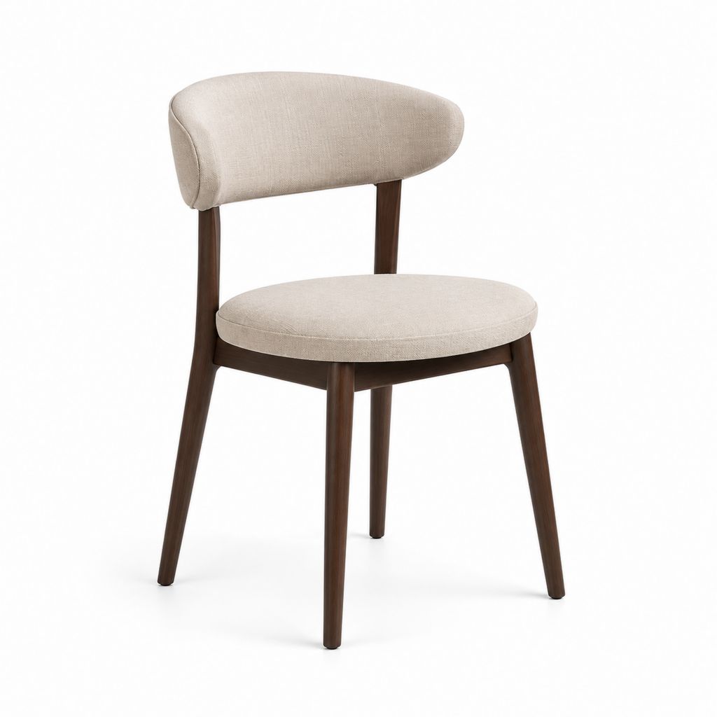 Sedia da pranzo imbottita beige con struttura in legno massello noce 50 x 54 x 80 cm
