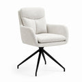 Sedia da pranzo girevole con braccioli grigio chiaro in poliestere bouclé e acciaio 63 x 65 x 88 cm