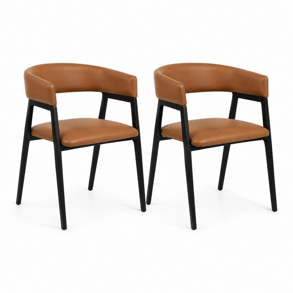 Set di 2 sedie da pranzo marrone in similpelle PU con struttura in acciaio 55 x 55 x 78 cm