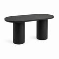 Tavolo da pranzo ovale nero in MDF impiallacciato rovere 180 x 90 x 75 cm