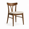 Sedia da pranzo in legno massello noce con seduta imbottita beige 48 x 55 x 82 cm