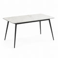 Tavolo da pranzo rettangolare bianco effetto marmo in ceramica e acciaio 120 x 80 x 75 cm