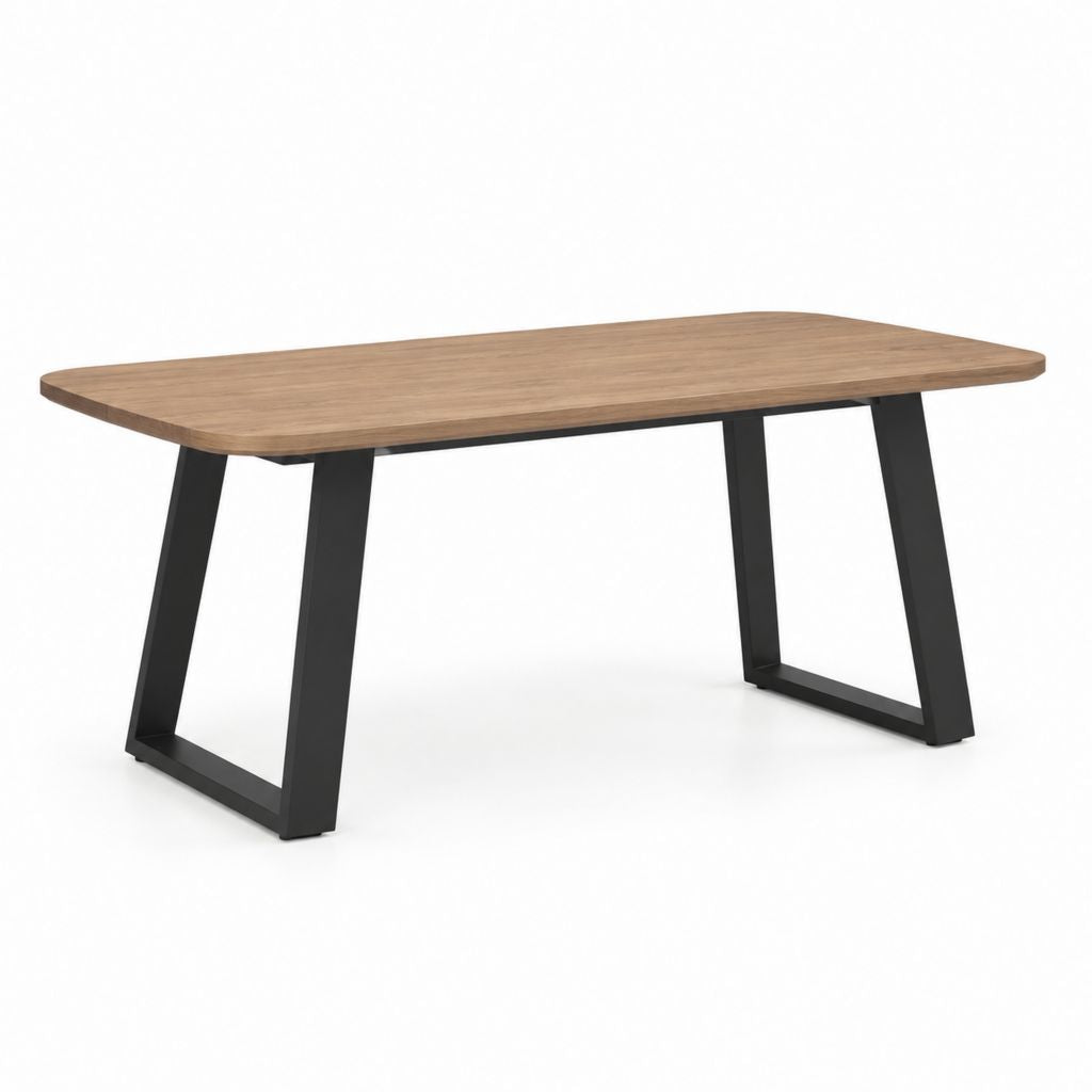 Tavolo da pranzo rettangolare marrone e nero in pannello truciolare e acciaio 160 x 90 x 75 cm