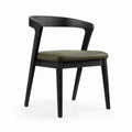 Sedia da pranzo nera in legno massello con seduta in PU verde oliva 52 x 55 x 78 cm