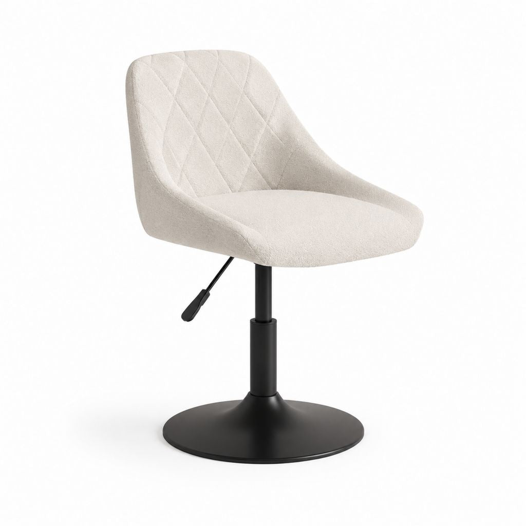 Sedia da pranzo girevole regolabile crema in poliestere con base rotonda in acciaio 60 x 60 x 82-94 cm