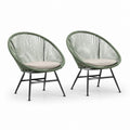 Set 2 sedie da giardino Acapulco ovali verdi in corda PE e acciaio 73 x 83 x 88 cm