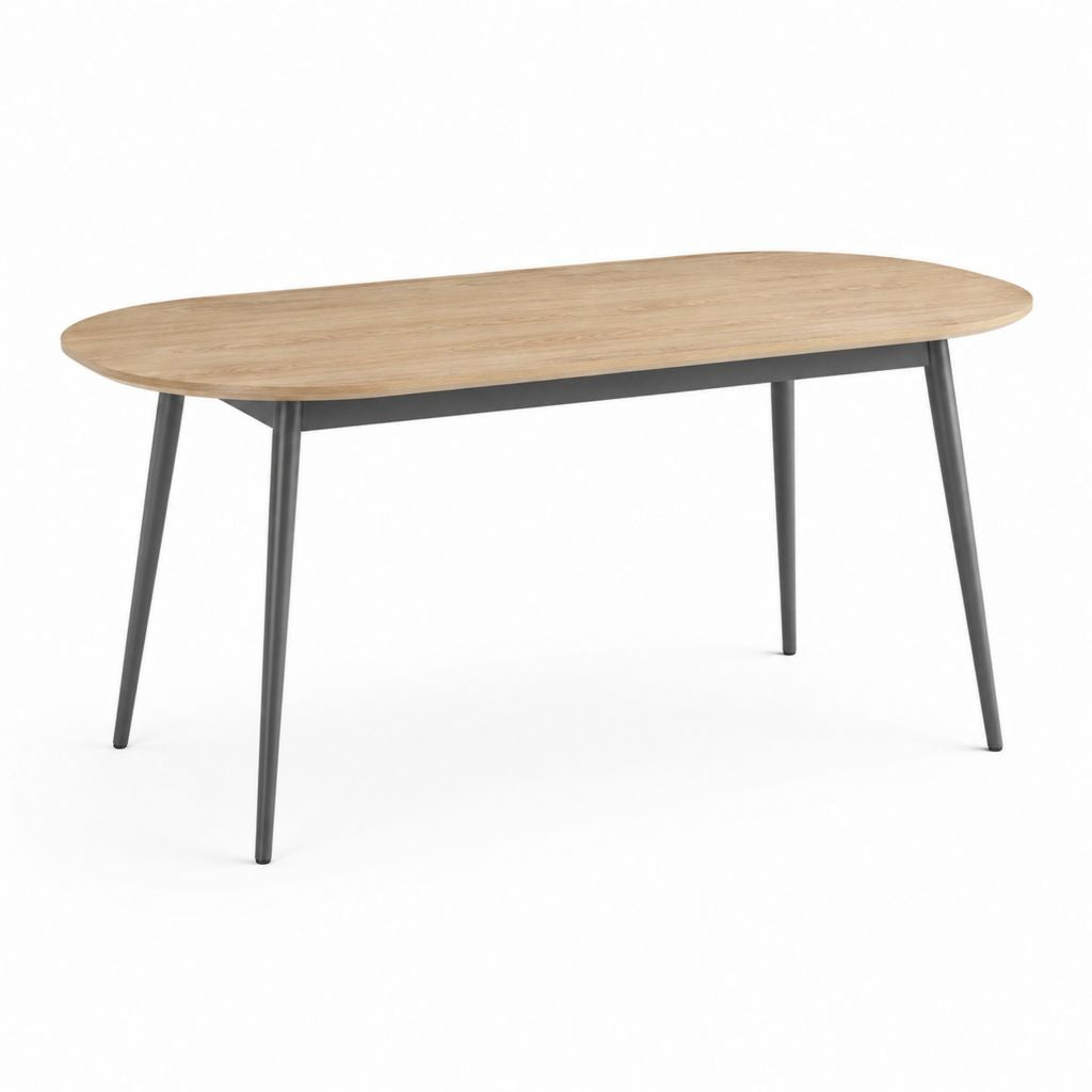 Tavolo da pranzo ovale rovere e acciaio nero 160 x 90 x 75 cm