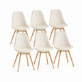 Set 6 sedie da pranzo bianche in similpelle PU e faggio massello 46 x 52 x 82 cm