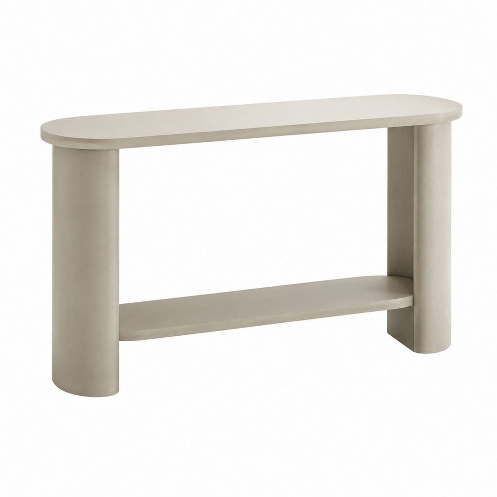 Consolle ingresso beige in MDF ovale 120 x 35 x 80 cm