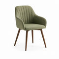 Sedia da pranzo con braccioli verde oliva in poliestere e legno massello 58 x 60 x 84 cm