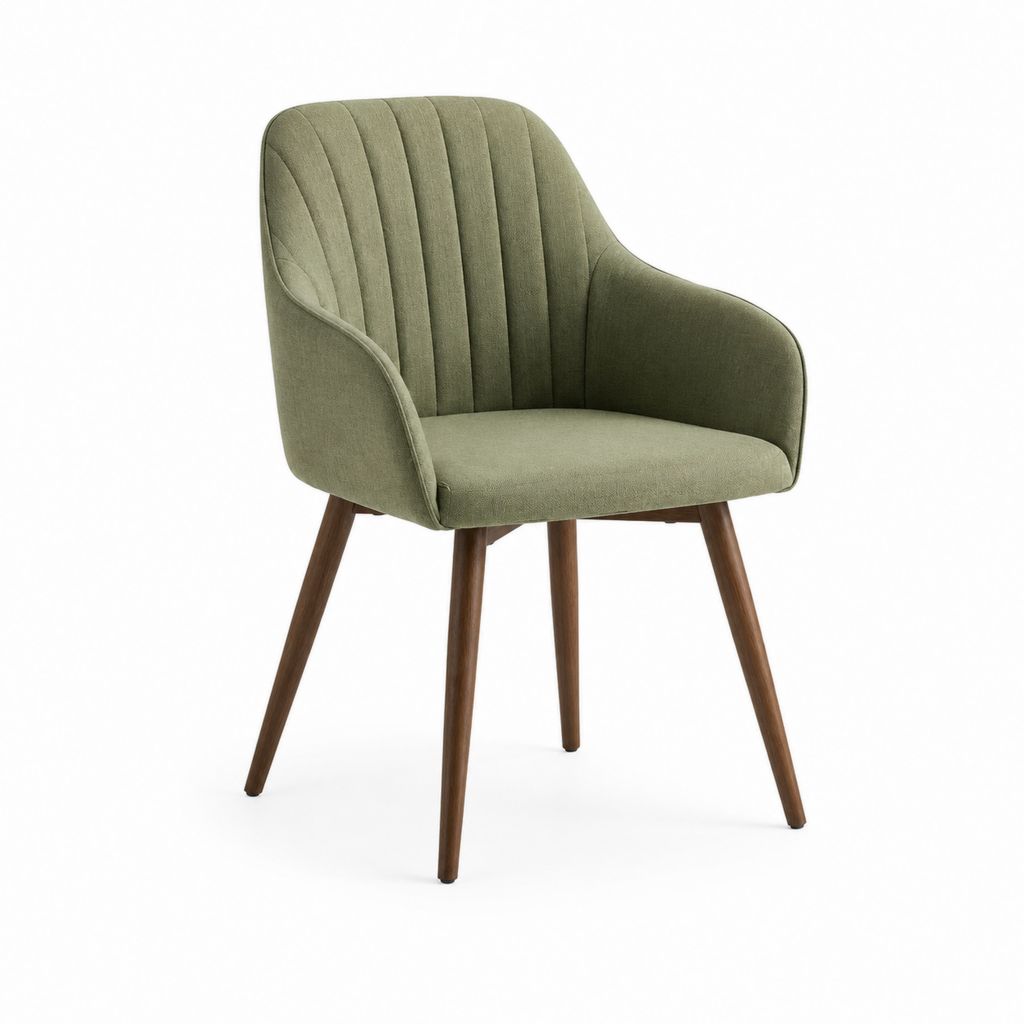 Sedia da pranzo con braccioli verde oliva in poliestere e legno massello 58 x 60 x 84 cm