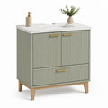 Mobile sottolavabo con lavabo integrato rettangolare verde salvia in MDF 80 x 46 x 85 cm