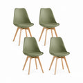 Set di 4 sedie da pranzo verdi in similpelle PU con gambe in legno massello 48 x 54 x 82 cm